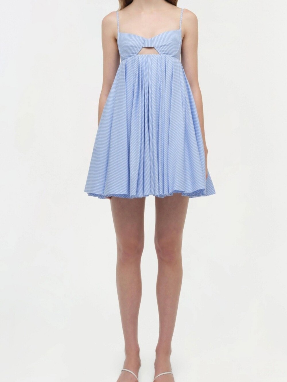 Simkhai Janie Cotton Mini Dress in Periwinkle Stripe Blue  NWT Sz 6